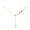Adjustable Heart Handmade Brass Glass Link Chain Lariat Necklaces for Women NJEW-JN06457-4