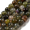 Faceted Natural Dragon Veins Agate Beads Strands G-F447-12mm-L07-2