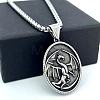 Nordic Viking Vintage Stainless Steel Oval with Dragon Pendant Necklaces for Unisex QH9523-1
