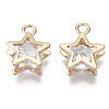 Brass Micro Cubic Zirconia Charms X-KK-N235-034A-3