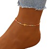 Flower Brass Enamel Link Anklets WG09DCF-01-2