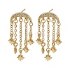 Cubic Zirconia Double Horn with Star Chandelier Earrings EJEW-G341-09G-1