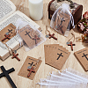Wood Cross with Jute Cord Pendant Decorations HJEW-GA00090-4