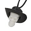 Halloween Skull Luminous Plastic Pendant Necklaces NJEW-S006-01A-3