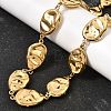 316L Surgical Stainless Steel Textured Flat Teardrop Link Chain Necklaces NJEW-D297-03G-3