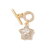 Golden Brass Micro Pave Clear Cubic Zirconia Toggle Clasps KK-B100-040G-01-1