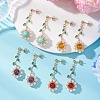 4 Pairs Flower 304 Stainless Steel Cubic Zirconia Dangle Stud Earrings EJEW-TA00800-1