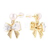 Bowknot Brass Micro Pave Clear Cubic Zirconia Dangle Stud Earrings PEAR-N017-07C-2