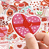 50Pcs Valentine's Day Heart PVC Adhesive Waterproof Stickers Self-Adhesive Stickers PW-WG44208-01-5