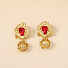 Zinc Alloy Glass Flower Dangle Stud Earrings FS-WGDBC78-01-1