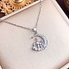 Brass Micro Pave Clear Cubic Zirconia Pendant 304 Stainless Steel Cable Chain Necklaces for Women WG79B21-04-1