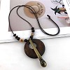 Bohemian Wood Donut Alloy Pendant Long Necklaces for Women FS-WGBD296-08-1