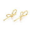 Brass Huggie Hoop Earring Findings for Half Drilled Beads KK-T071-15G-3