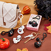 12Pcs 2 Colors Halloween Theme Cute Cartoon PVC Ghost Pendant Keychain with Bell Charm KEYC-CP0001-15-4