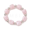 3Pcs Two Tone Acrylic & CCB Plastic Cuboid Beaded Stretch Bracelets for Women BJEW-JB13302-02-3