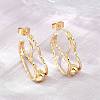 304 Stainless Steel Textured Wavy Wire Heart Shape Stud Earrings for Women SA-CBAB549-06G-1