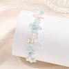 Copper Wired Shell Pearl & Natural Dyed Yellow Jade Beaded Bracelets for Women BJEW-JB13914-1