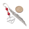 Valentine's Day Alloy Heart Pendant Bookmarks AJEW-JK00270-02-3