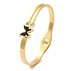 Adjustable Butterfly Enamel Vacuum Plating 304 Stainless Steel Bangles for Women BJEW-F474-34G-1