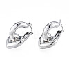 Brass Heart Dangle Hoop Earrings for Women EJEW-N011-86P-3