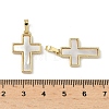 Brass Pave Natural White Shell Pendants KK-Z115-12G-3