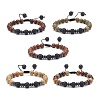 Natural Lava Rock & Wood Braided Bead Bracelet BJEW-JB08537-1