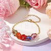 Colorful Flower Glass Beded Bracelets BJEW-MZ00077-2