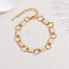 304 Stainless Steel Enamel Rectangle Link Chain Bracelets for Women SA-CBA065A-06G-1