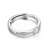 Adjustable Rhodium Plated 925 Sterling Silver Finger Ring Components STER-F048-15P-2