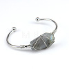 Natural Labradorite Wire Wrapped Cuff Bangles WG81AD5-06-1