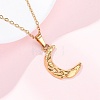 Texture Moon 304 Stainless Steel Pendant Necklaces NJEW-H059-13G-1