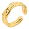 201 Stainless Steel Twist Wave Open Cuff Ring for Women FIND-PW0004-56G-1