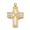 Brass Micro Pave Cubic Zirconia Shell Pendants KK-D328-26G-B-1