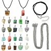 DIY Natural & Synthetic Mixed Gemstone Pendant Necklaces Making Kits DIY-YW0008-91-1