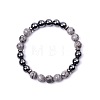 Natural Map Stone & Synthetic Non-magnetic Hematite Round Beads Stretch Bracelets for Women Men KJ2327-8-1