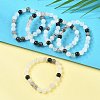 Natural Tourmalinated Quartz/Black Rutilated Quartz Stretch Beaded Bracelets G-A185-01J-1
