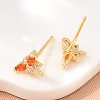 Brass Micro Pave Cubic Zirconia Stud Earrings for Women KK-A305-08G-5