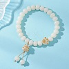 Natural Bodhi Root Charm Bracelets BJEW-TA00731-1