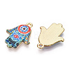 Printed Light Gold Tone Alloy Pendants ENAM-N056-206F-1