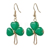 Natural Malaysia Jade Pendant Clover Dangle Earrings EJEW-JE06074-02-1