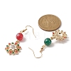 Christmas Theme Alloy Enamel Dangle Earrings with Resin Beaded EJEW-JE05309-3
