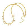 Brass Micro Pave Clear Cubic Zirconia Double Horn and Round Beaded Necklaces KK-CBA4547-06G-5