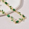 Brass Glass Flower Link Chain Bracelets KK-CBA7DFA-01G-B-4