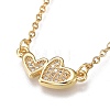 Brass Micro Pave Clear Cubic Zirconia Pendant Necklaces NJEW-R256-08-3