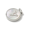 Brass Pave Natural Shell Flat Round with Letter Charms KK-Z115-13P-V-2