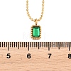 304 Stainless Steel Pave Cubic Zirconia Green Pendant Ball Chain Necklaces for Women NJEW-B083-02G-01-3