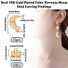 12Pcs Crescent Moon Brass Micro Pave Clear Cubic Zirconia Stud Earring Findings KK-BBC0009-89-2
