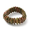 Bicone Natural Unakite Beads Stretch Bracelets for Women Men BJEW-C097-05F-4