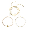 3Pcs 3 Styles Natural Mixed Cowrie Shell Beads Adjustable Bracelets BJEW-JB13915-2