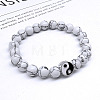 Natural Howlite Beaded Stretch Bracelets with Yin-yang JE8006-2-2